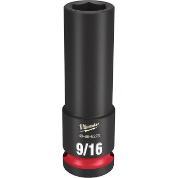 Milwaukee SHOCKWAVE Impact Duty Series 49-66-6223 Deep Impact Socket, 9/16 in Socket, 1/2 in Drive, Square Drive