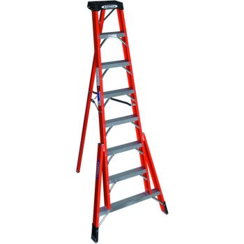 WERNER FTP6200 Series FTP6208 Tripod Ladder, 12 ft Max Reach H, 8-Step, 300 lb, Type IA Duty Rating, 3 in D Step, Black