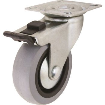 Shepherd Hardware G1 Series 3546 Swivel Caster with Brake, 3 in Dia Wheel, TPR Wheel, Gray, 121 lb