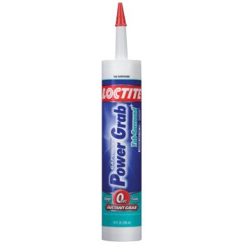 Loctite Power Grab 2546759 Tub Surround Adhesive, Solid, Mild Acrylic, White, 10 oz Cartridge