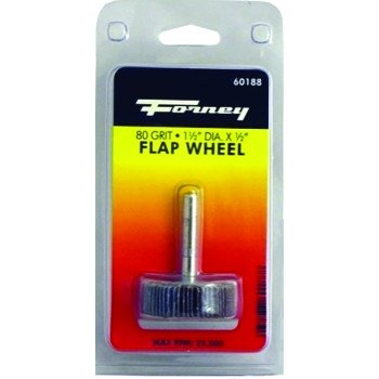 Forney 60188 Flap Wheel, 1-1/2 in Dia, 1/2 in Thick, 1/4 in Arbor, 80 Grit, Aluminum Oxide Abrasive