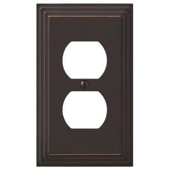 Amerelle 84DVB Duplex Receptacle Wallplate, 4-5/16 in L, 2-15/16 in W, 1-Gang, Metal, Aged Bronze