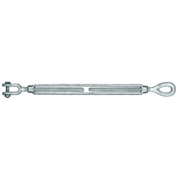 Baron 18-1/2X9 Turnbuckle, 2200 lb Working Load, 1/2 in Thread, Jaw, Eye, 9 in L Take-Up, Galvanized Steel