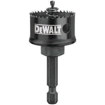 DEWALT D180020IR Hole Saw, 1-1/4 in Dia, 1/2 in D Cutting, 1/4 in Arbor, 10 TPI, 5/32 in Dia x 3 in L Pilot Drill