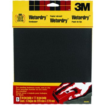 3M 9084 Sandpaper, 11 in L, 9 in W, 600 Grit, Ultra Fine, Silicone Carbide Abrasive