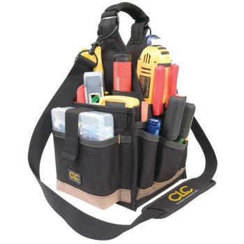 CLC Tool Works Series 1526 Electrical and Maintenance Tool Carrier, 8 in W, 16 in D, 8 in H, 25-Pocket, Polyester