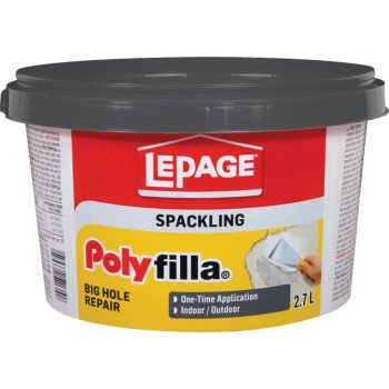 LePage Polyfilla 1292891 Spackling, White, 2.7 L Plastic Tub