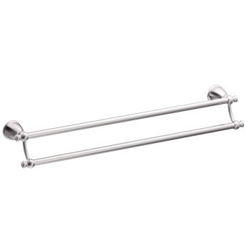 Moen Caldwell Series Y3122CH Double Towel Bar, 24 in L Rod, Aluminum/Zamac, Chrome, Surface Mounting