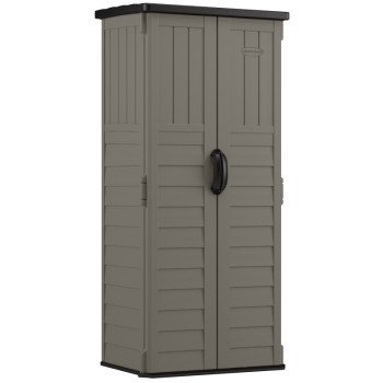 Suncast BMS1250SB Vertical Shed, 22 cu-ft Capacity, 2 ft 8-1/4 in W, 2 ft 1-1/2 in D, 6 ft H, Resin, Stoney