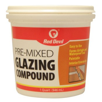 Red Devil 0664 Glazing Compound, Solid, Mild, Off-White, 1 qt Tub