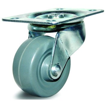 Dh Casters C-GD20MRS Swivel Caster, 2 in Dia Wheel, 15/16 in W Wheel, Rubber Wheel, Gray, 125 lb