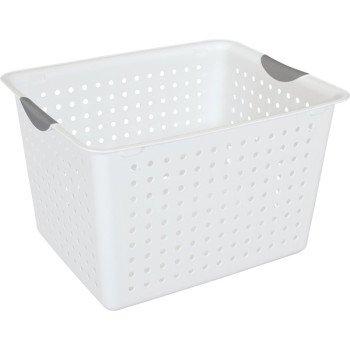 Sterilite Ultra 16288006 Storage Basket, 2 cu-ft Capacity, Plastic, White