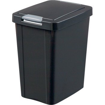 Sterilite TouchTop 10439004 Waste Basket, 7.5 gal Capacity, Black, 17-3/4 in H