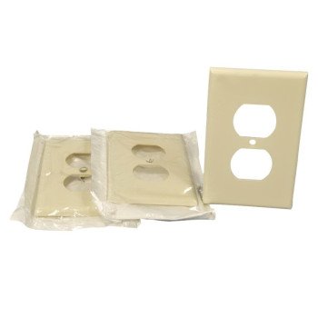 Leviton 80503-T Receptacle Wallplate, 4-7/8 in L, 3-1/8 in W, Midway, 1 -Gang, Plastic, Light Almond