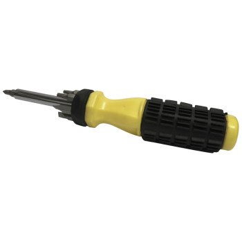 Vulcan 34100D Multi-Bit Screwdriver, Slotted: 3/16 in, 1/4 in, Phillips: #1, #2, Star: T15, T20 Drive, 7-3/8 in OAL