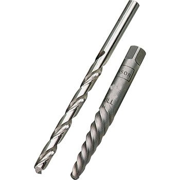 Irwin 53701 Extractor and Drill Bit Set, Specifications: #1 Shank, 1/4 In Drill Bit, Standard Shank, HSS