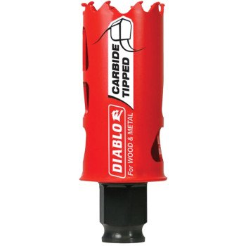 Diablo DHS1250CT GP Hole Saw, 1-1/4 in Dia, 2-3/8 in D Cutting, 3/8 in Arbor, Carbide Cutting Edge