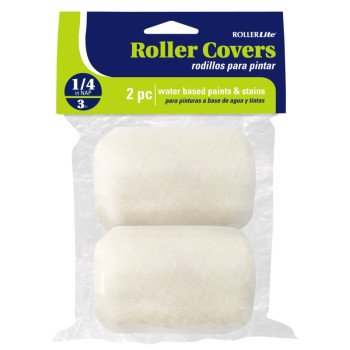 RollerLite White Velvet 3WV025D-PHD Roller Cover, 1/4 in Thick Nap, 3 in L, Dralon Fabric Cover, White