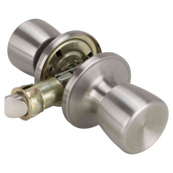 ProSource T-5764SS-PS Passage Knob, Metal, Stainless Steel, 2-3/8 to 2-3/4 in Backset, 1-3/8 to 1-3/4 in Thick Door