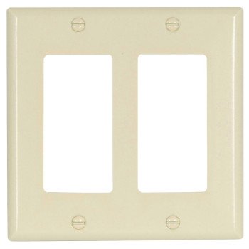 Eaton Wiring Devices 2152LA-BOX Wallplate, 4-1/2 in L, 4.56 in W, 2 -Gang, Thermoset, Light Almond, High-Gloss