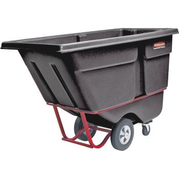 Rubbermaid 1305BLK Tilt Truck, 750 lb Load, 0.5 cu-yd, 3-Caster, Steel Frame, Black, 60-1/2 in OAL, 28 in OAW