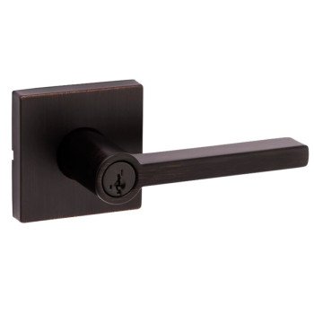 Kwikset Signature Series 156HFL SQT 11P Entry Lever, Pushbutton Lock, Venetian Bronze, Zinc, Residential, 2 Grade