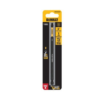 DEWALT FLEXTORQ DWAF6SQ2IR Impact Screwdriving Bit, #2 Drive, Square Drive, 1/4 in Shank, Hex Shank, 6 in L, Steel