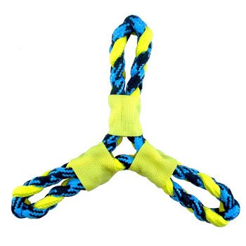 Pet Park Blvd US2049 99 Dog Toy, Fetch, Toss, Tug Toy, Paracord Rope Twisted Tri-Flyer, Yellow