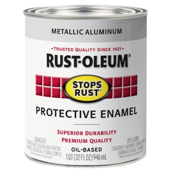 Rust-Oleum 353591 Rust Preventative Paint, Oil, Metallic, Aluminum, 1 qt, 80 to 175 sq-ft Coverage Area