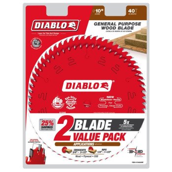 Diablo D104040VP Saw Blade, 10 in Dia, 40-Teeth