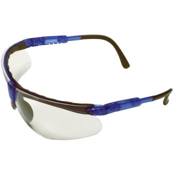 Safety Works 10041055 Padded Brow Guard Safety Glasses, Anti-Fog, Anti-Scratch Lens, Polycarbonate Lens, Blue Frame