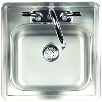 Franke FBFS602NKIT Bar/Utility Sink, 2-Hole, 15 in L x 6 in W x 15 in H Dimensions, Stainless Steel, Satin, Top