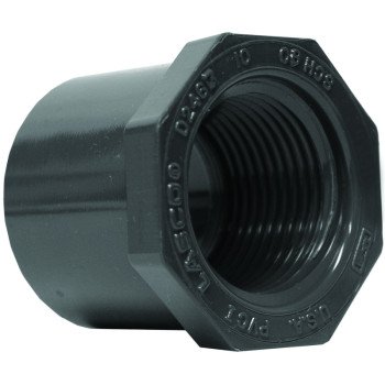 Lasco 838249BC Reducing Bushing, 1 in, Spigot x Female, PVC, SCH 80 Schedule