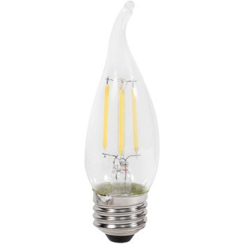 Sylvania 40792 Natural LED Bulb, Decorative, B10 Bent Tip Lamp, 40 W Equivalent, E26 Lamp Base, Dimmable, Clear