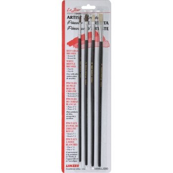 Linzer A444 Artist Paint Brush Set, Wood Handle, 4/CD