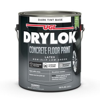 Drylok 43813 Concrete Floor Paint, Latex, Flat, Dark Tint, 1 gal, 300 to 400 sq-ft/gal Coverage Area