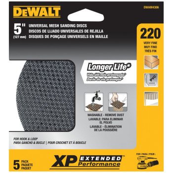 DEWALT DWAM4306 Sanding Disc, 5 in Dia, 220 Grit, Very Fine, Silicone Carbide Abrasive