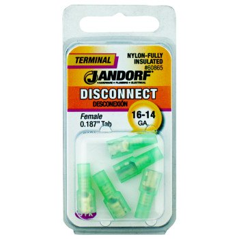 Jandorf 60865 Disconnect Terminal, 16 to 14 AWG Wire, Nylon Insulation, Copper Contact, Clear