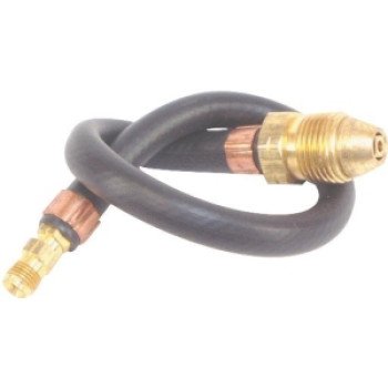 US Hardware RV-339B Propane Hose, 1/4 in, 15 in L, POL x Male Flare, Rubber, Black/Brass