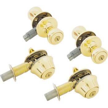 Kwikset 242T 3 CP 6ALRCS Combination Lockset, Knob Handle, Tylo Design, Polished Brass, 3 Grade