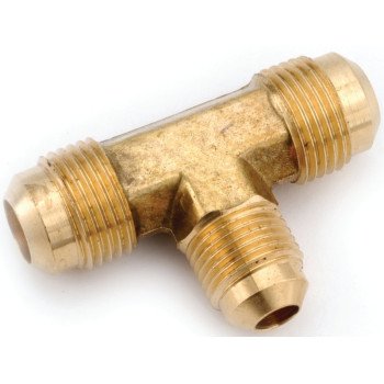 Anderson Metals 754059-060608 Tube Reducing Tee, 3/8 x 3/8 x 1/2 in, Flare, Brass