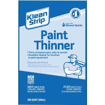 Klean Strip QKPT94003CA Paint Thinner, Liquid, Aromatic Hydrocarbon, Water White, 1 qt, Can