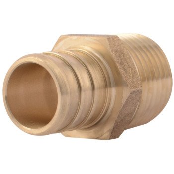 SharkBite UC138LFA Pipe Connector, 3/4 x 1/2 in, Barb x MNPT, Brass, 160 psi Pressure