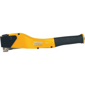 Bostitch PowerSlam PowerCrown Series PC2K Hammer Tacker, 168 Magazine, 7/16 in W Crown, 1/4 to 3/8 in L Leg, Yellow