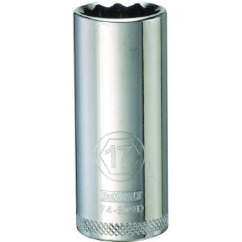 DEWALT DWMT74509OSP Drive Socket, 17 mm Socket, 3/8 in Drive, 12-Point, Vanadium Steel, Polished Chrome