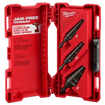 Milwaukee 48-89-9221 Step Drill Bit Set, Dual Flute, 3-Piece, HSS, Black Oxide