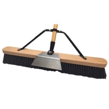 Simple Spaces 93130 Push Broom, 24 in Sweep Face, 3 in L Trim, Polypropylene Bristle, 60 in L, Bolt with Brace