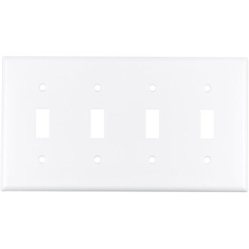 Eaton Wiring Devices 2154W-BOX Wallplate, 4-1/2 in L, 8.19 in W, 4 -Gang, Thermoset, White, High-Gloss