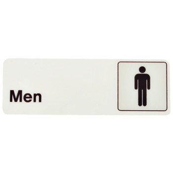 Hy-Ko D-4 Graphic Sign, Rectangular, Men, Dark Brown Legend, White Background, Plastic, 3 in W x 9 in H Dimensions