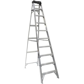 Louisville AS3010 Step Ladder, 10 ft H, Type IA Duty Rating, Aluminum, 300 lb, 9-Step, 170 in Max Reach